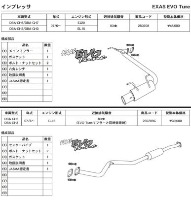 GP SPORTS EXAS EVO Tune GH2 / GH3 Impreza [250208] [250209C]
