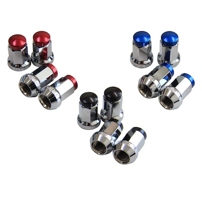 KTS Heptagonal Nut Set of 20 Total Length 34mm M12 Thread Pitch and Color Selectable Set of 20 Through Nut 60° Taper Steel Wheel Nut