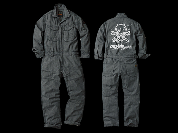 (Out of Stock) Origin Labo - Logo Print Hickory Overalls
