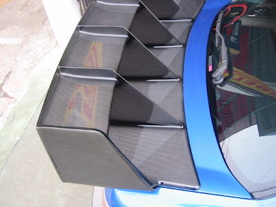 L'aunSport 05-'06 type WR carbon (vertical grain) splitter rear wing for all GD sedans, unpainted item