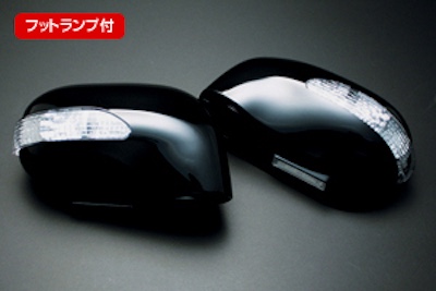 Revier  LED winder mirror cover replacement type with foot lamp - March K12 / Cube Z11, Z12 and other NISSAN cars